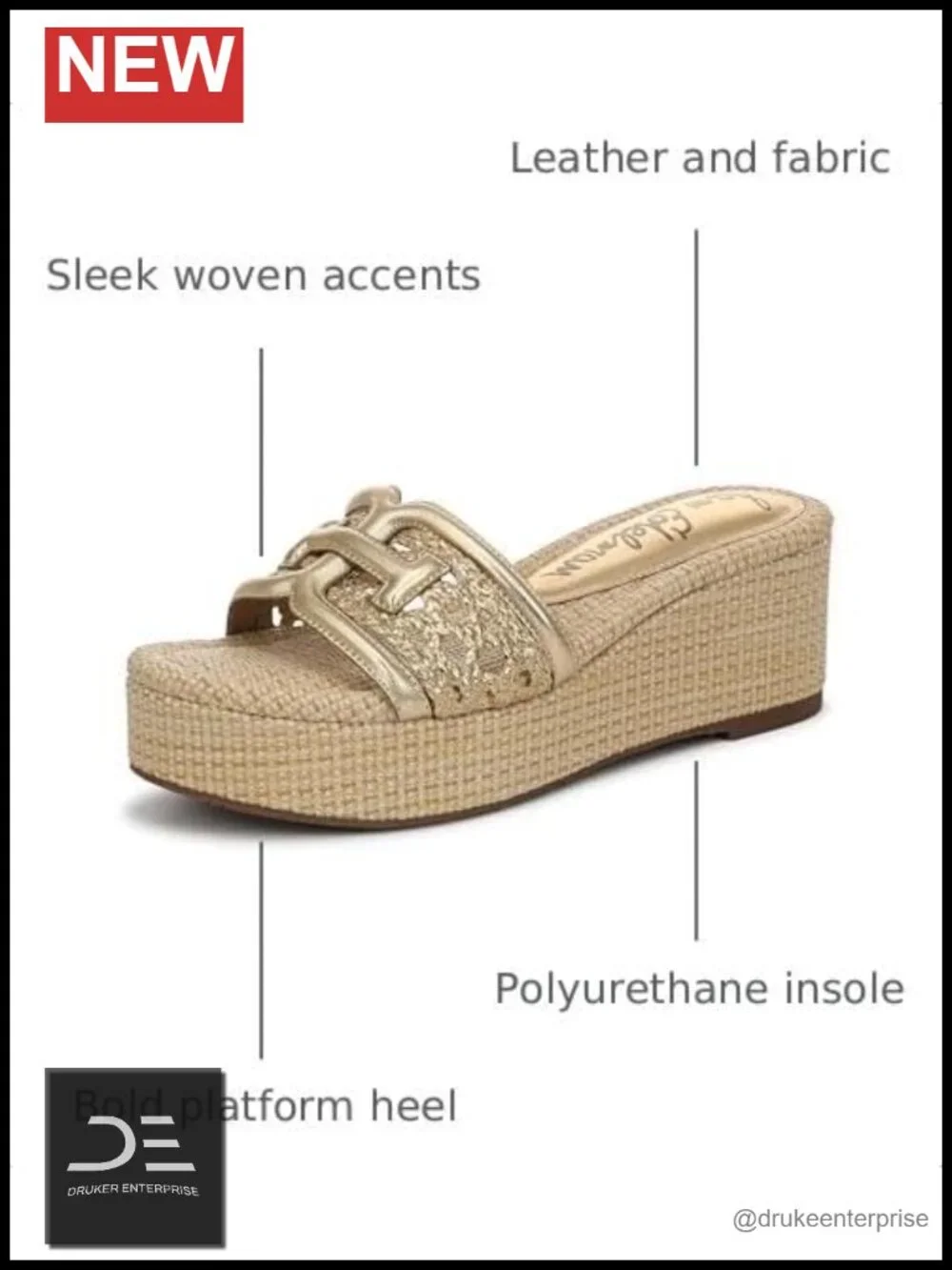 Sam Edelman Pauleena Weave Espadrille Platform Sandal Square Toe Slip-On Heel